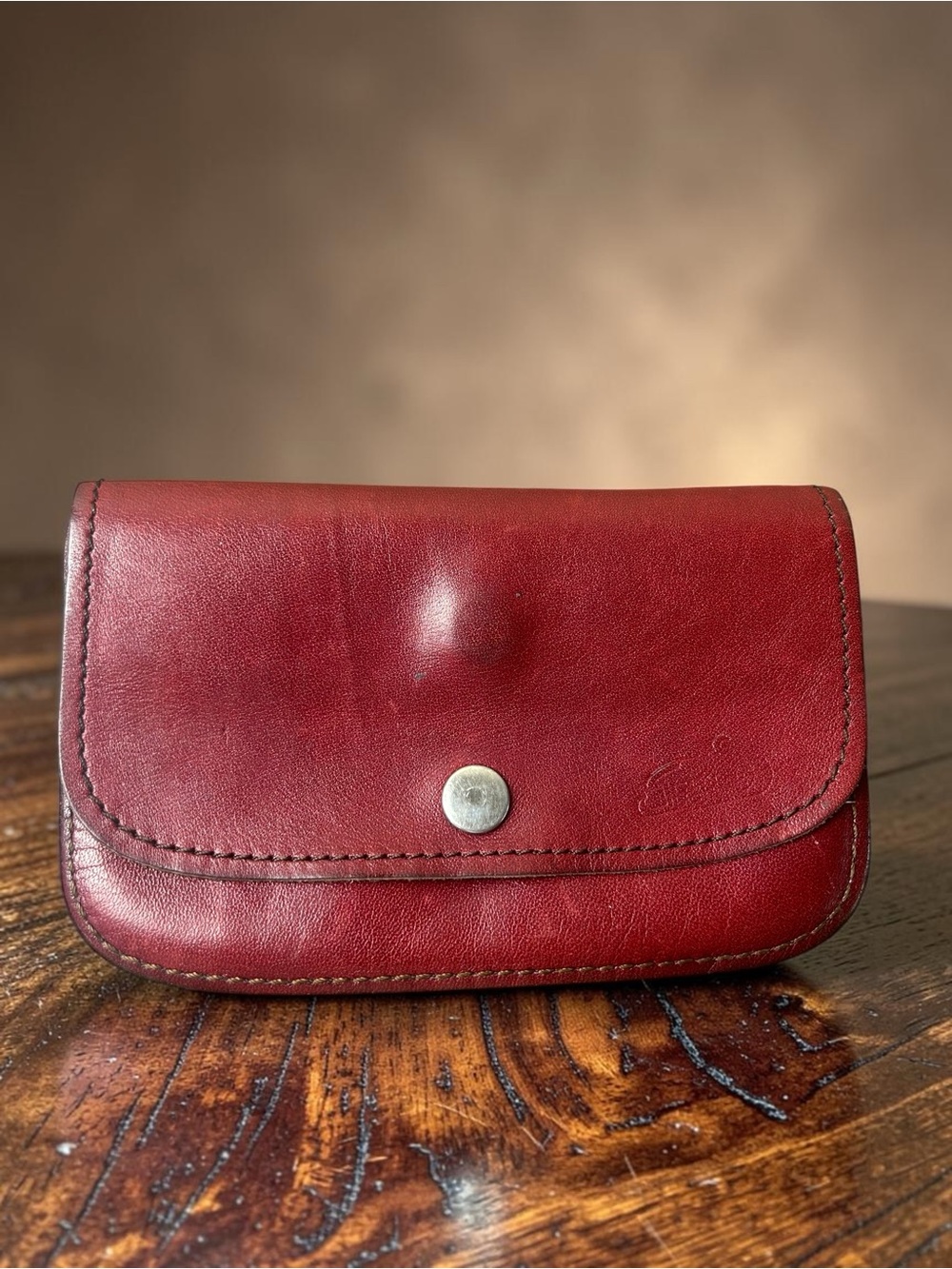 Vintage Burgundy Red Leather Accordion Wallet / Coin Purse